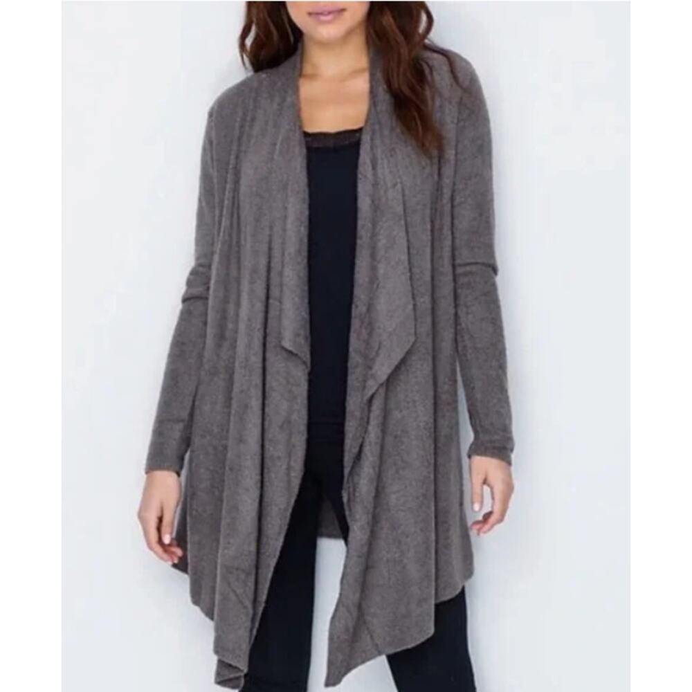 Barefoot Dreams Bamboo Chic Lite Calypso Gray Wrap Sweater S/M Neutral Minimal